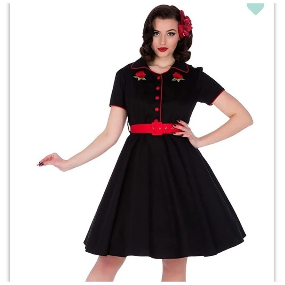 Black and Red Vintage-Inspired Mini Dress